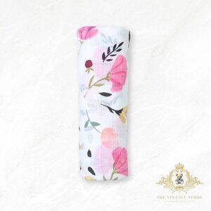 NWT Cute Baby Swaddling Receiving Blanket Bamboo Cotton Muslin Pretty Flowers